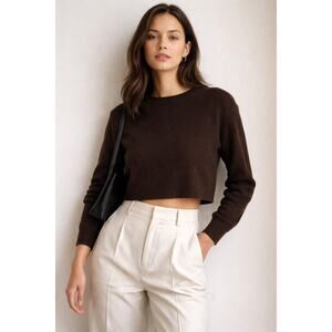 COS Wool Blend Cropped Sweater Brown Minimalist Quite Luxury Knit Small